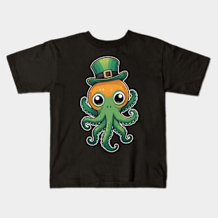 St Patricks Day Irish Octopus 3 Kids T-Shirt